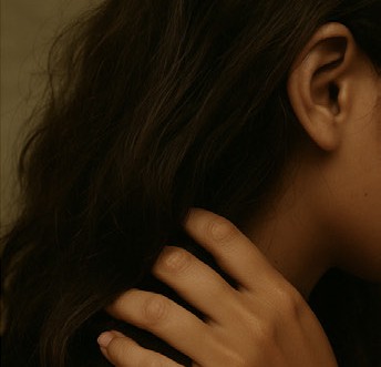 Fingers through nourished hair