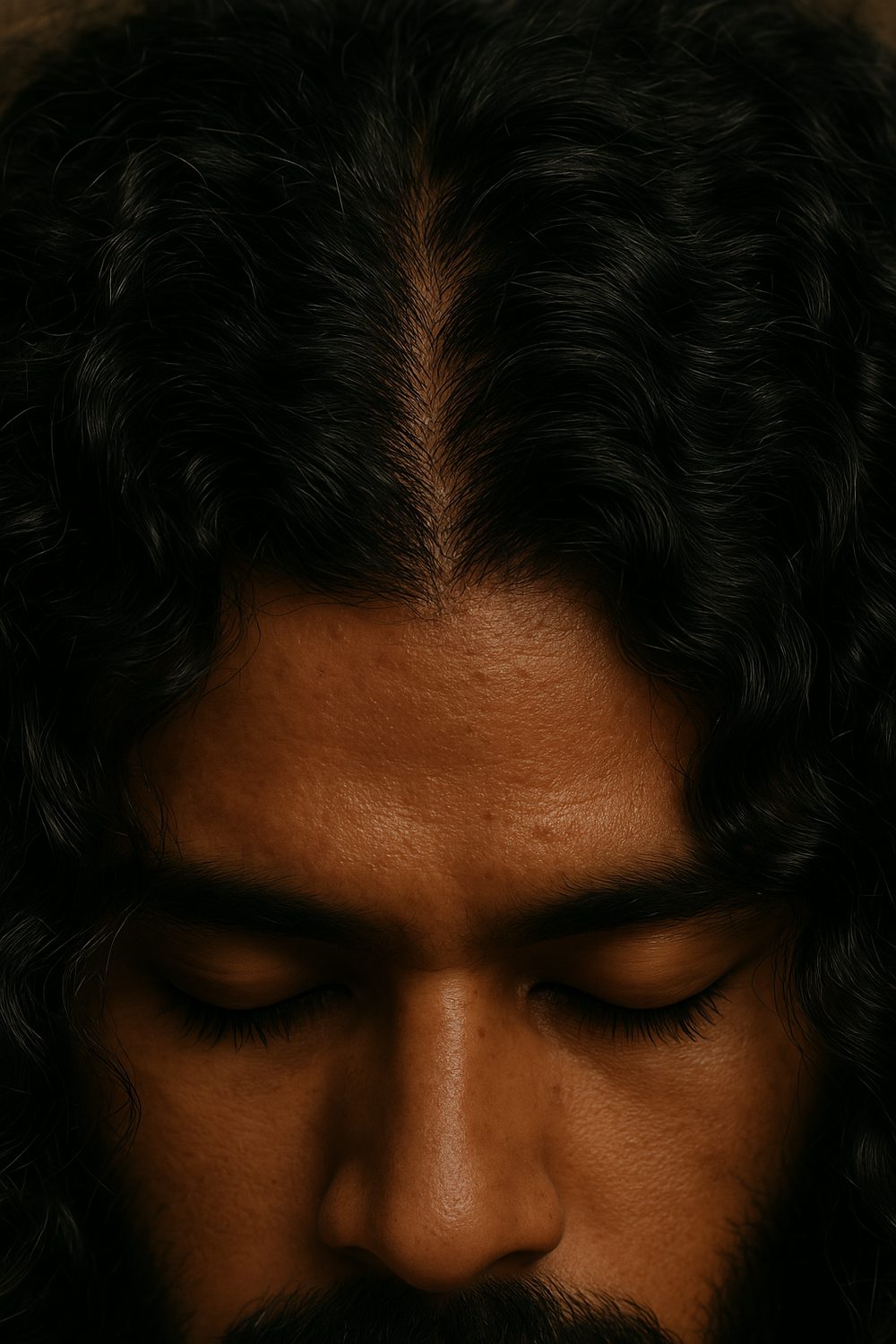 Calm scalp, eyes closed