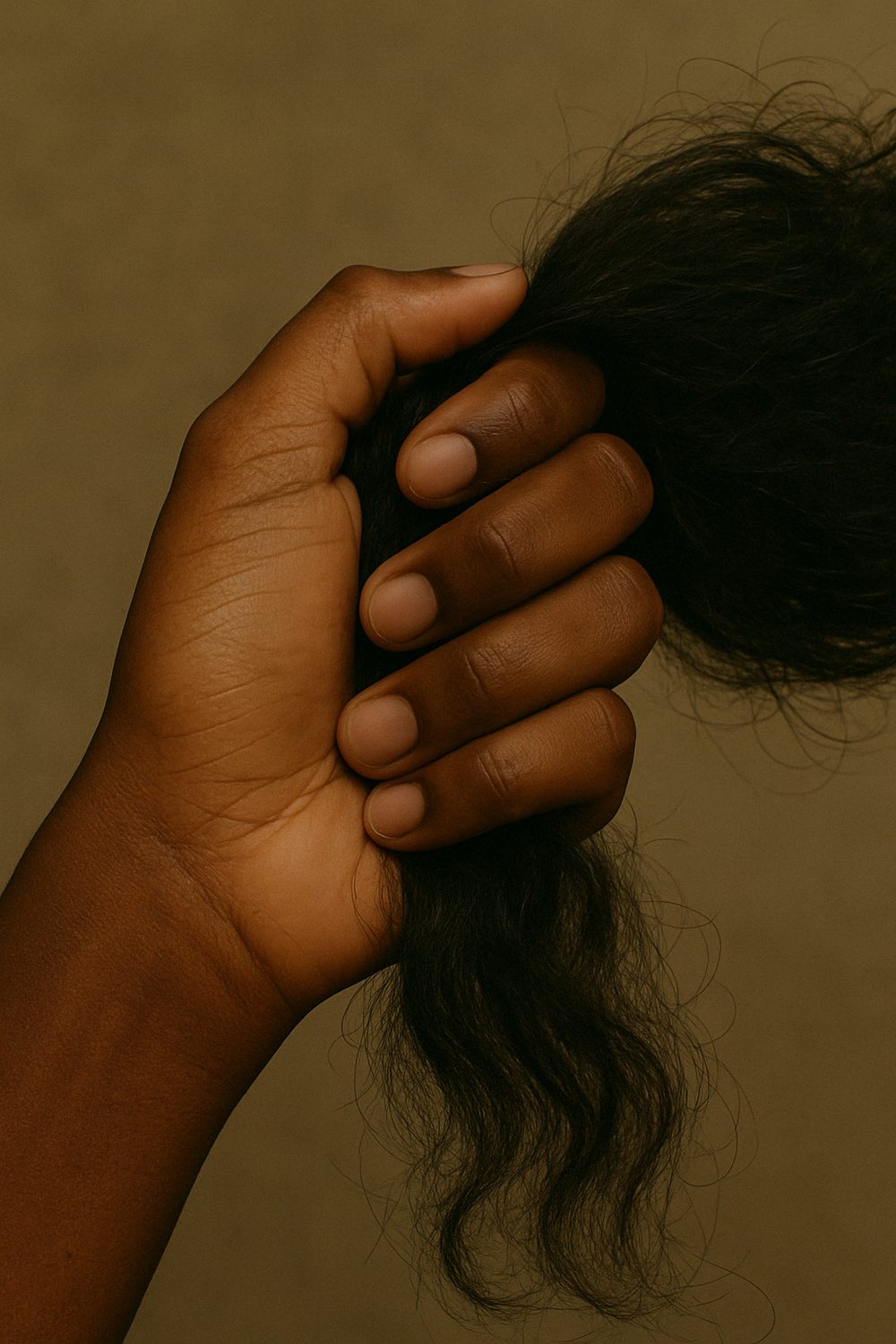 Hand holding strong hair