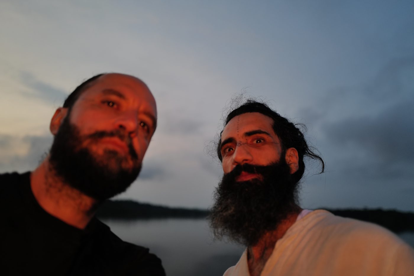 Aquiles and Orhan at dusk on the Río Napo